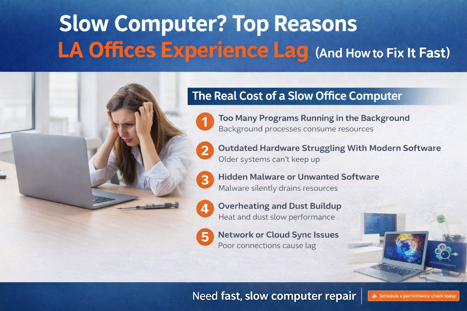 Slow computer repair for Los Angeles offices experiencing performance lag