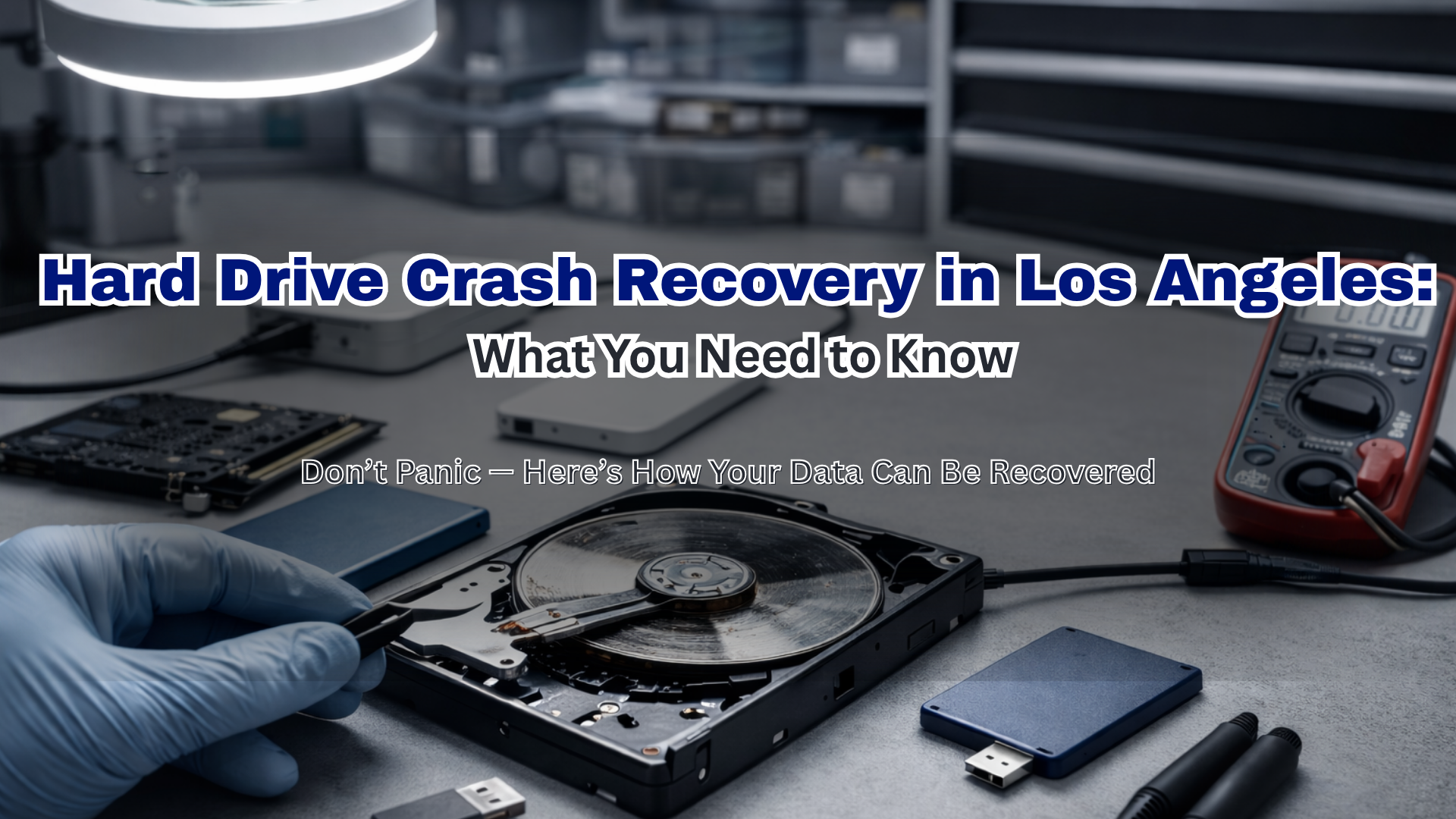 Hard drive crash recovery in Los Angeles showing data recovery process after disk failure