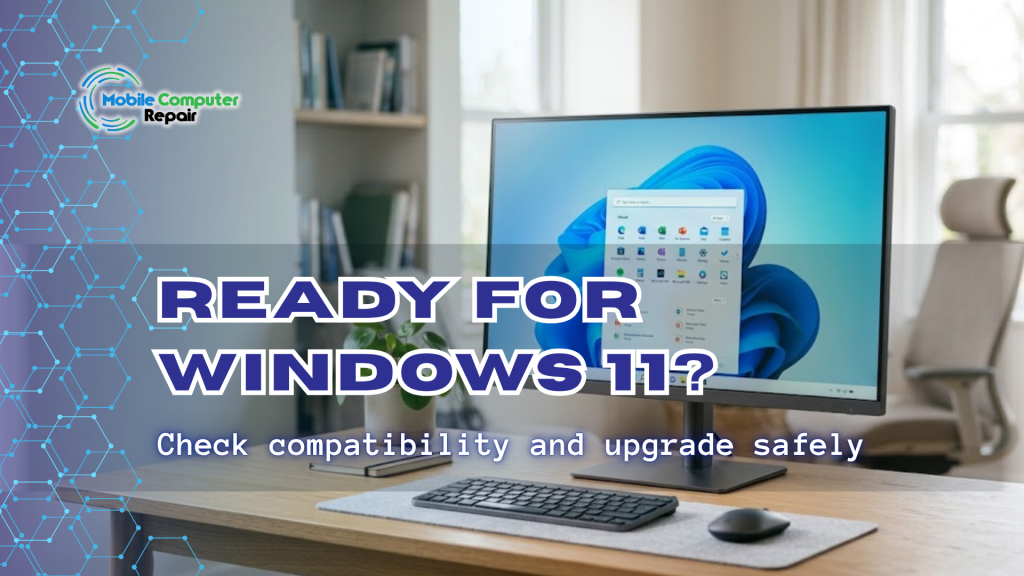 Windows 11 upgrade compatibility check on a modern laptop screen